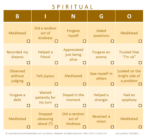 Spiritual bingo card 01