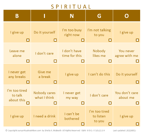 Spiritual bingo card 02